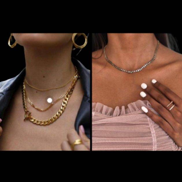 Necklaces and rings in fashion