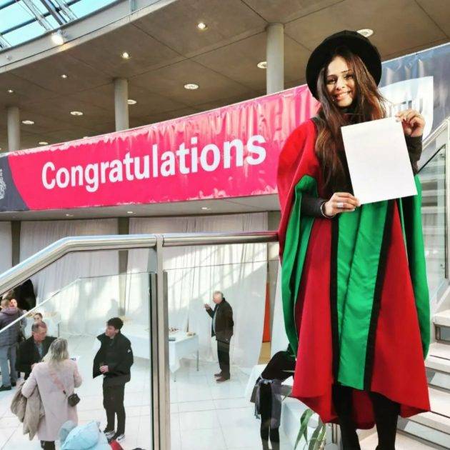 Catherine Kaur with her degree