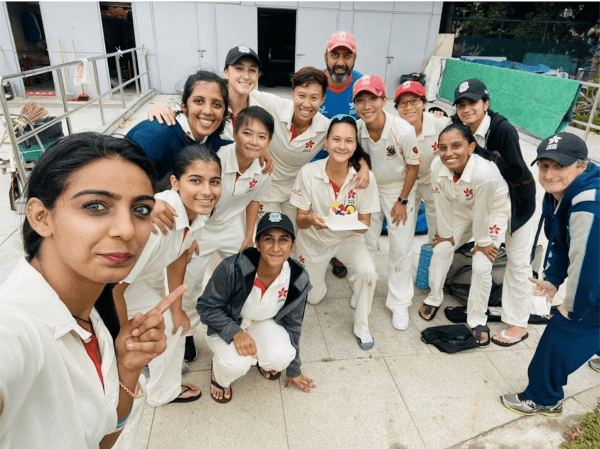 Members of the women's Hong Kong cricket team along with coaching staff